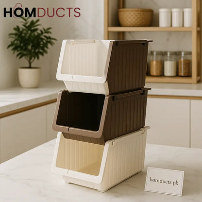 Premium Stackable Storage Bins – Multi-Color Organizer for Kitchen & Home