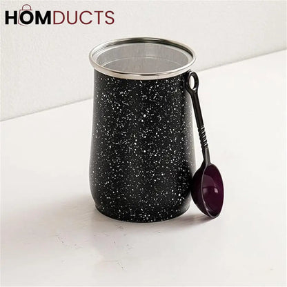 Premium Stainless Steel Coffee Canister with Spoon - Airtight Food Storage