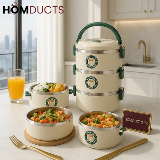Premium Thermal Lunch Box – 2 & 3 Tier | Leakproof, Stainless Interior, Bento Style