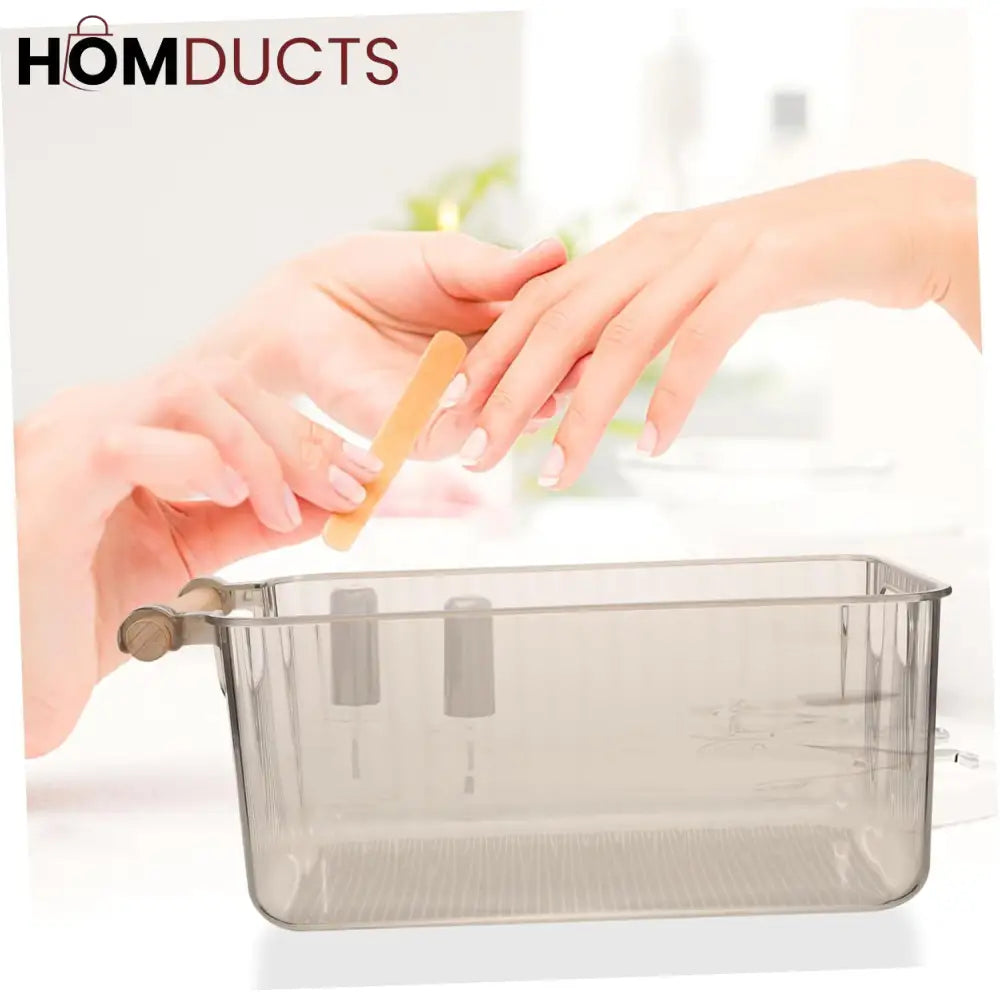 Premium Transparent Storage Basket with Wooden Handles – Multi-Purpose Organizer Bin