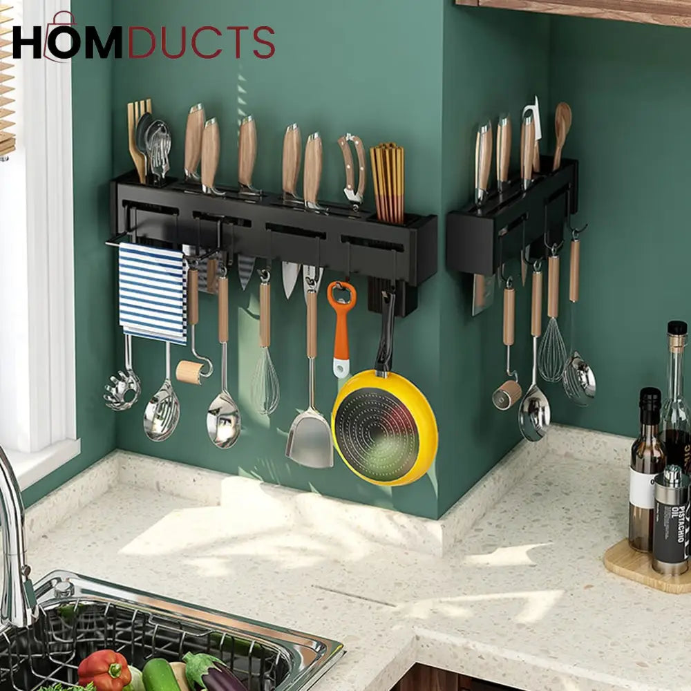 Premium Wall-Mounted Knife & Utensil Organizer Rack – Matte Finish