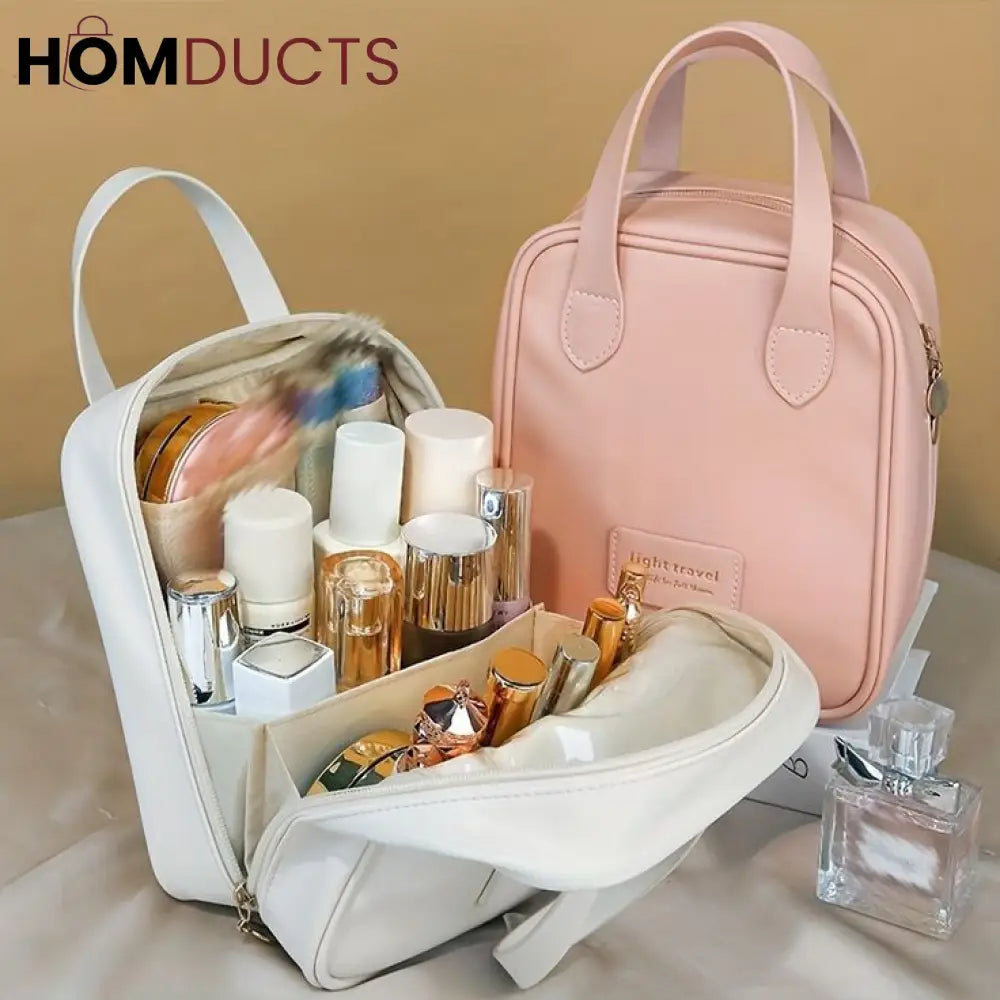PU Faux Leather Cosmetic Bag With Zipper