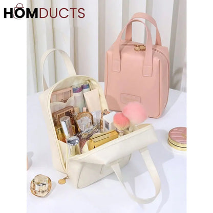 PU Faux Leather Cosmetic Bag With Zipper