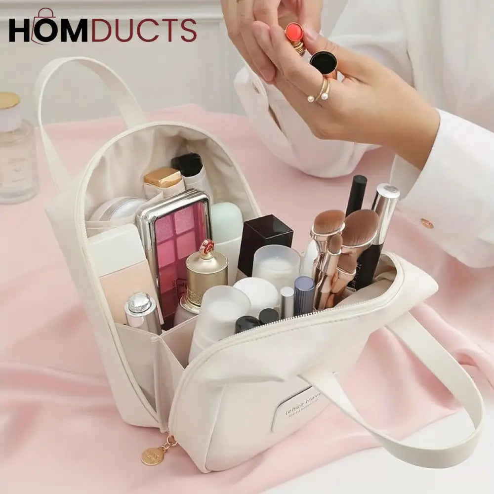 PU Faux Leather Cosmetic Bag With Zipper