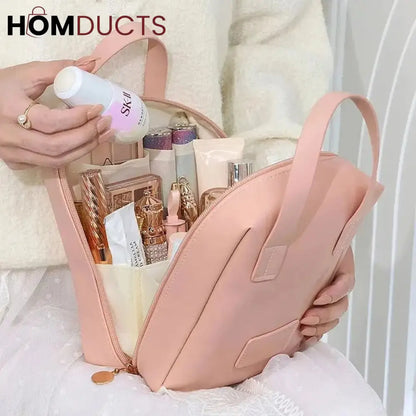 PU Faux Leather Cosmetic Bag With Zipper