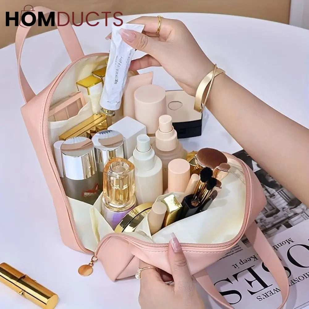 PU Faux Leather Cosmetic Bag With Zipper