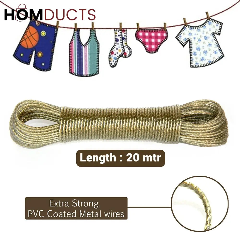 PVC Coated Wire 20M Clothline