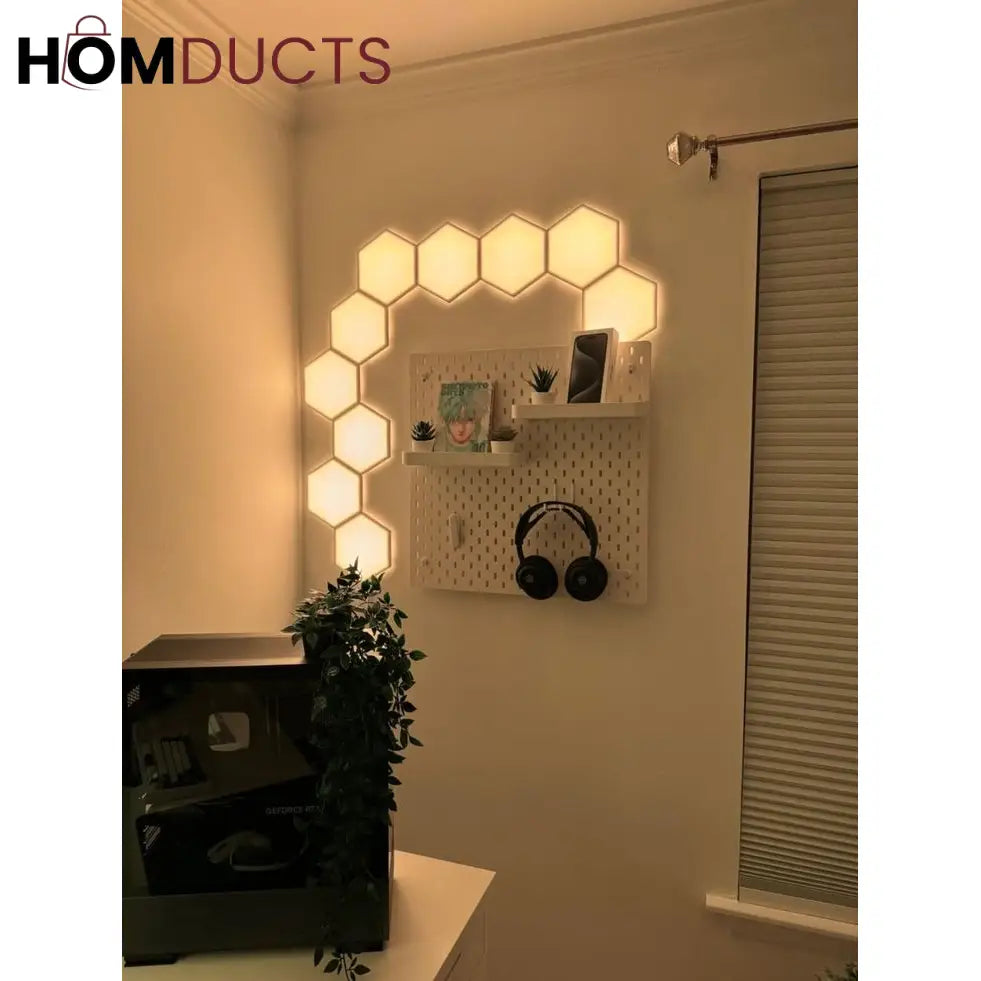 Quantum Hexagon LED Wall Lights – RGB Touch Sensor Modular Panels for Room & Gaming Decor – Battery Operated & Smart Control