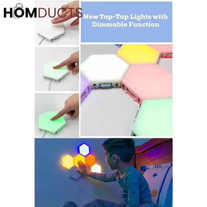 Quantum Hexagon LED Wall Lights – RGB Touch Sensor Modular Panels for Room & Gaming Decor – Battery Operated & Smart Control
