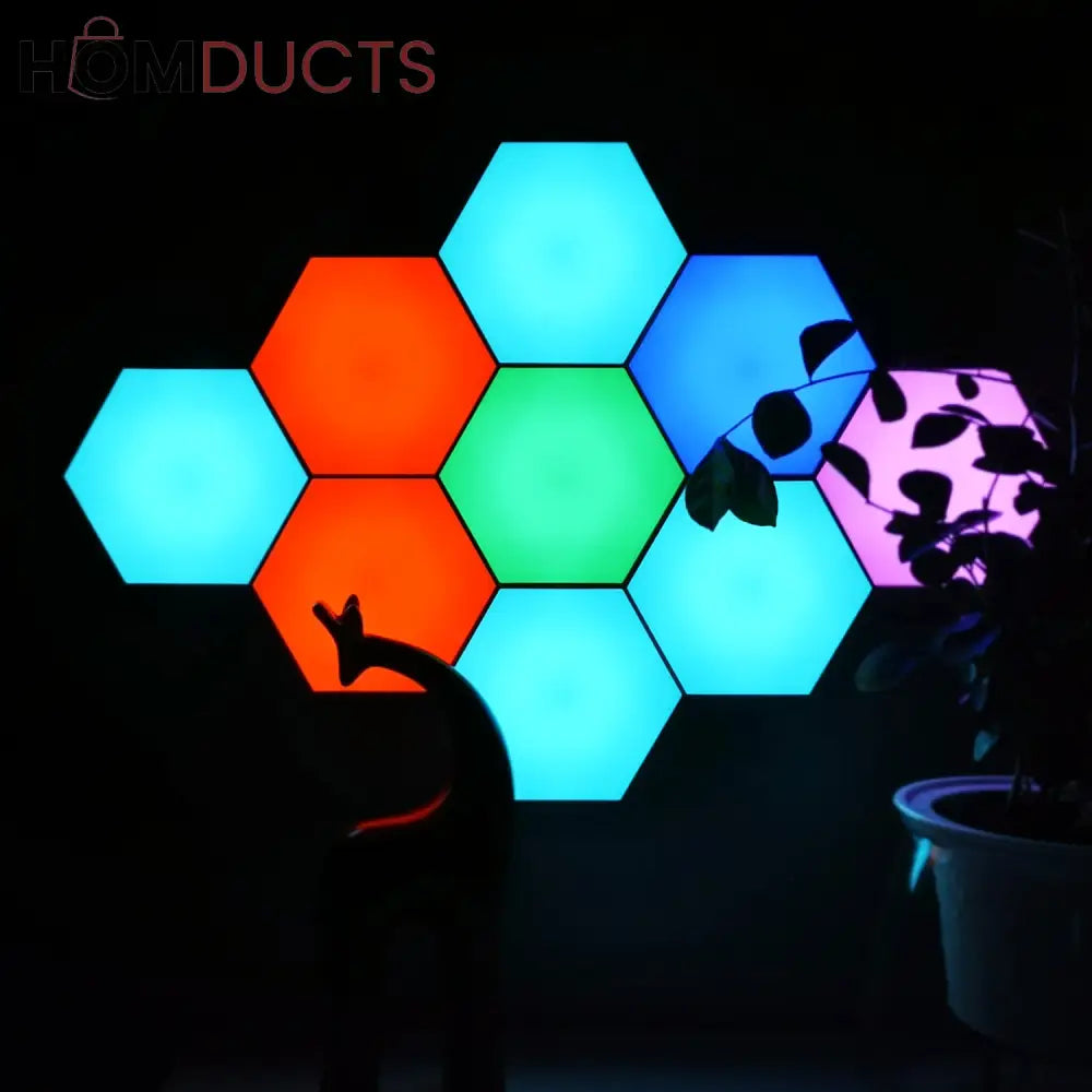Quantum Hexagon LED Wall Lights – RGB Touch Sensor Modular Panels for Room & Gaming Decor – Battery Operated & Smart Control