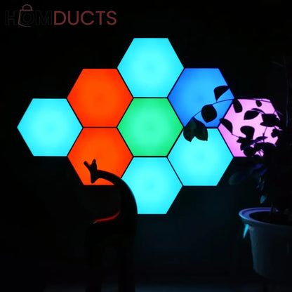 Quantum Hexagon LED Wall Lights – RGB Touch Sensor Modular Panels for Room & Gaming Decor – Battery Operated & Smart Control