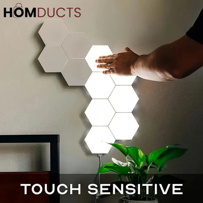 Quantum Hexagon LED Wall Lights – RGB Touch Sensor Modular Panels for Room & Gaming Decor – Battery Operated & Smart Control