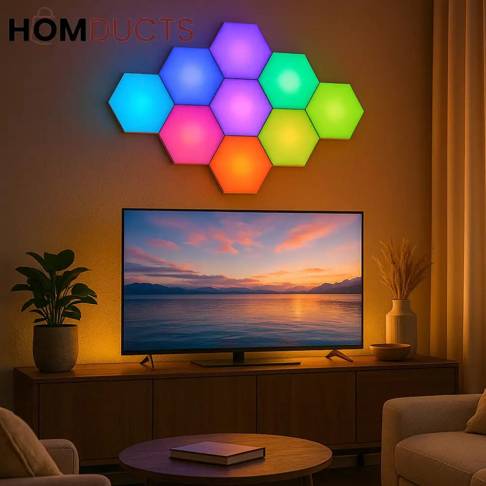 Quantum Hexagon LED Wall Lights – RGB Touch Sensor Modular Panels for Room & Gaming Decor – Battery Operated & Smart Control