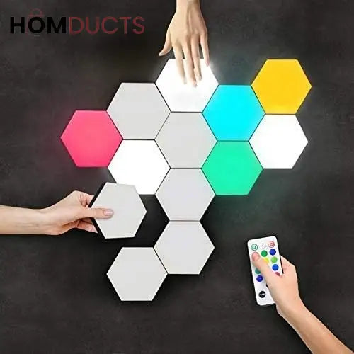 Quantum Hexagon LED Wall Lights – RGB Touch Sensor Modular Panels for Room & Gaming Decor – Battery Operated & Smart Control