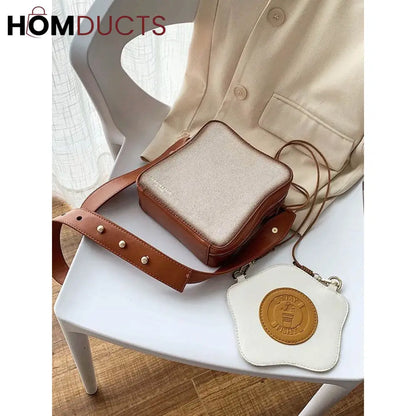 Quirky "Fried Egg Toast" Crossbody Bag - Unique & Fun Shoulder Bag