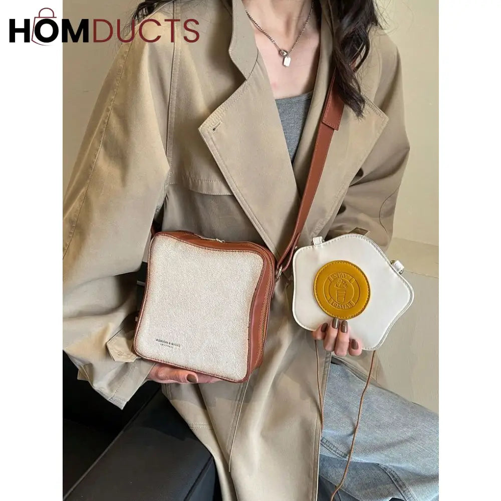 Quirky "Fried Egg Toast" Crossbody Bag - Unique & Fun Shoulder Bag