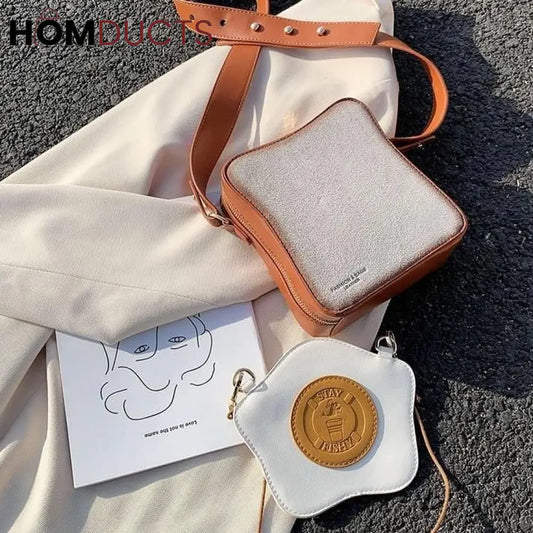 Quirky "Fried Egg Toast" Crossbody Bag - Unique & Fun Shoulder Bag