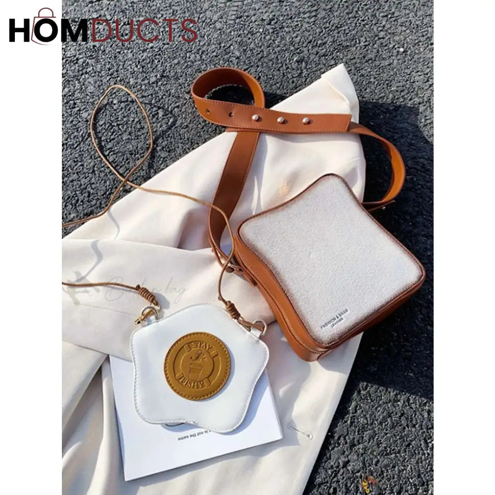 Quirky "Fried Egg Toast" Crossbody Bag - Unique & Fun Shoulder Bag