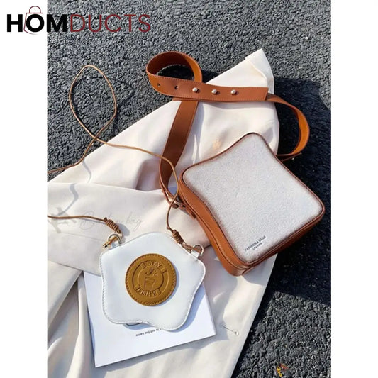 Quirky "Fried Egg Toast" Crossbody Bag - Unique & Fun Shoulder Bag