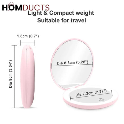 Rechargeable LED Lighted Compact Mirror – Portable Makeup Mirror with Double-Sided Magnification & USB Charging
