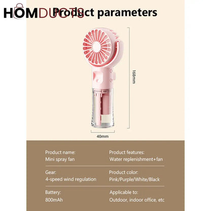 Rechargeable Mini Handheld Spray Fan