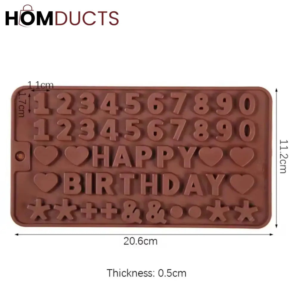 Reusable Silicone Birthday Chocolate & Cake Mold - Letters, Numbers & Shapes