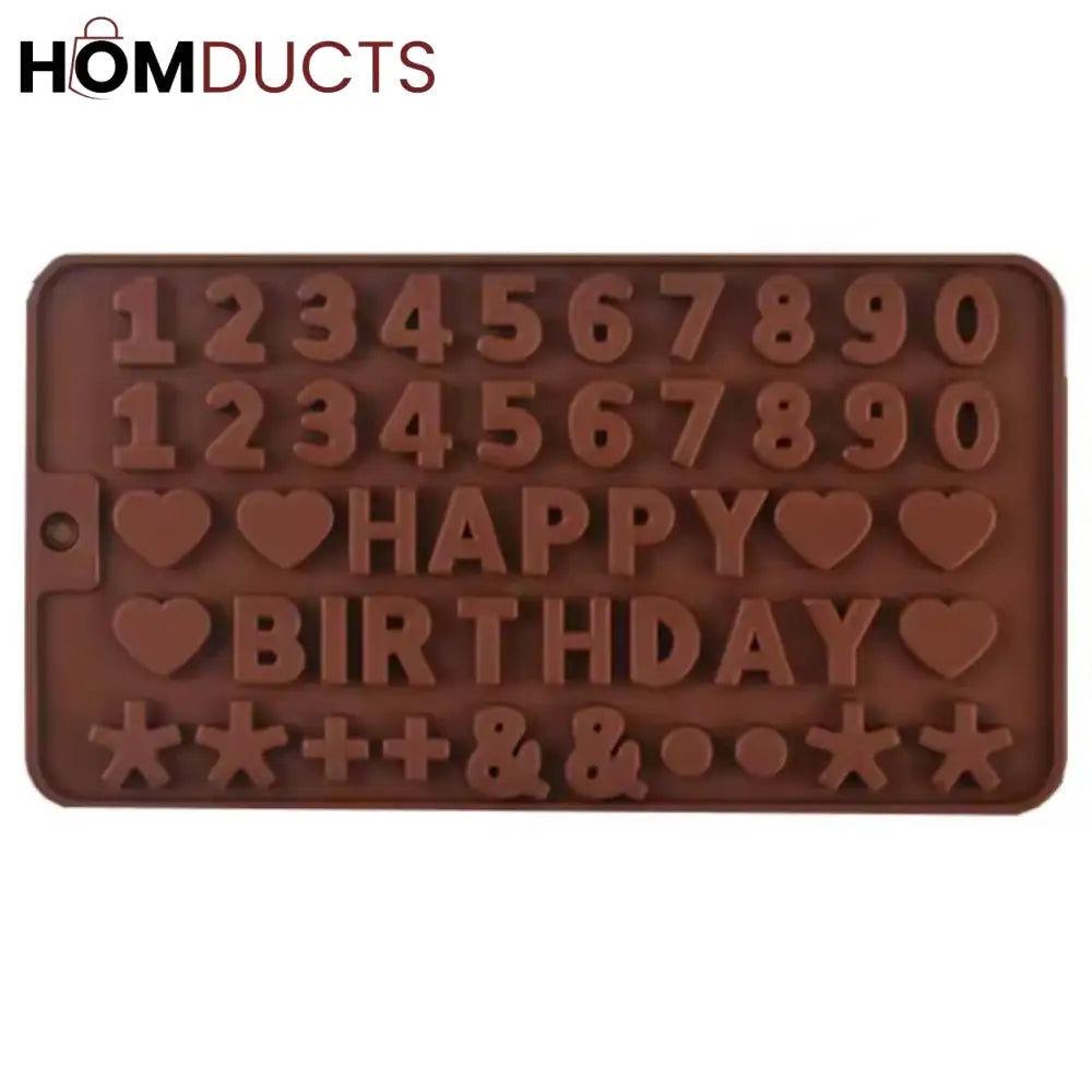 Reusable Silicone Birthday Chocolate & Cake Mold - Letters, Numbers & Shapes