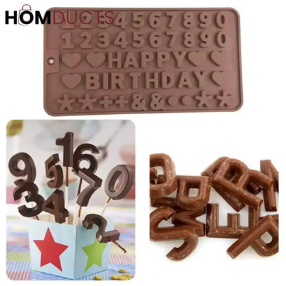 Reusable Silicone Birthday Chocolate & Cake Mold - Letters, Numbers & Shapes
