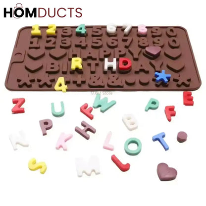 Reusable Silicone Birthday Chocolate & Cake Mold - Letters, Numbers & Shapes