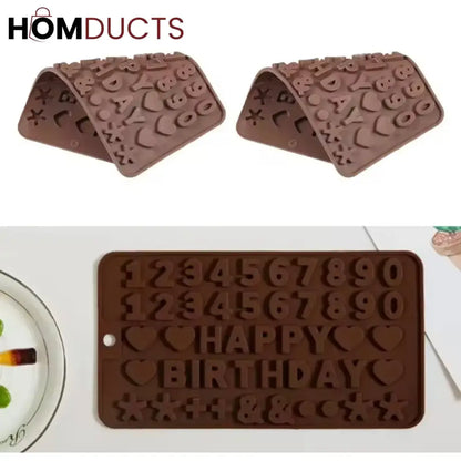 Reusable Silicone Birthday Chocolate & Cake Mold - Letters, Numbers & Shapes