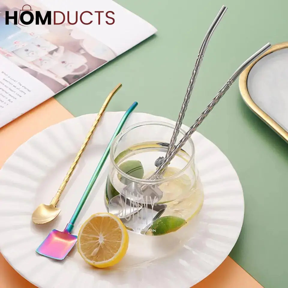 Reusable Spoon Straw 3pcs Set