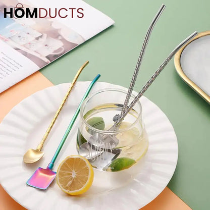 Reusable Spoon Straw 3pcs Set