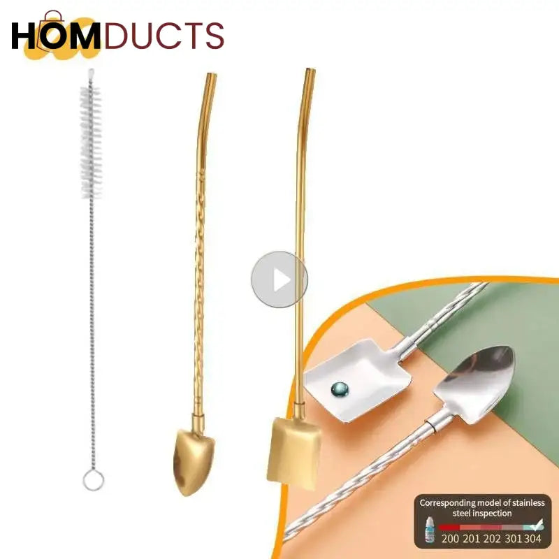 Reusable Spoon Straw 3pcs Set