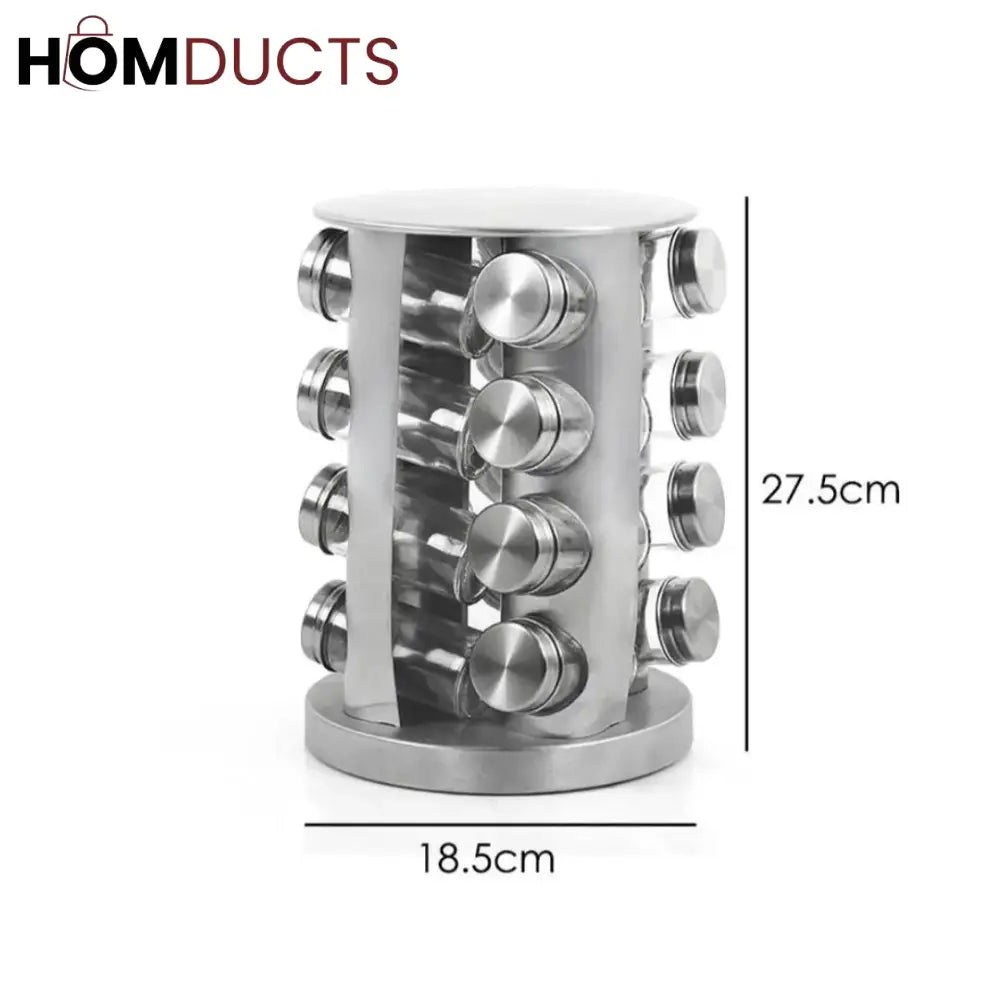 Revolving Stainless Steel Spice Rack 16pcs