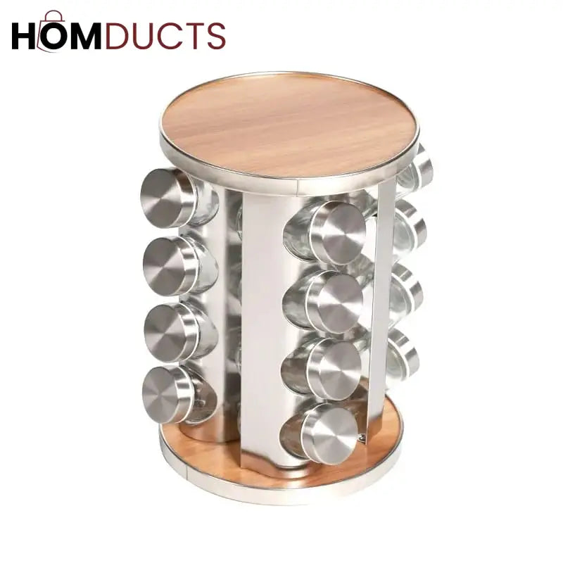 Revolving Stainless Steel Spice Rack 16pcs