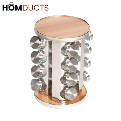 Revolving Stainless Steel Spice Rack 16pcs