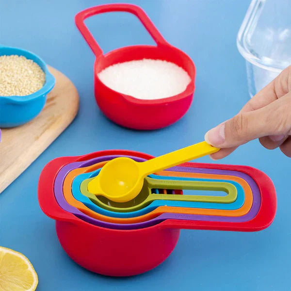 6pcs Measuring Spoon & Cup Set – Plastic with Scale | Baking & Cooking Essentials