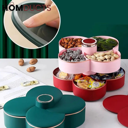 Rotating 2 Layer Dry Fruit Dish With Toothpick Holder