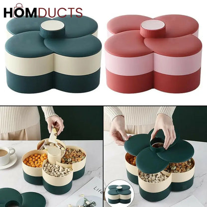 Rotating 2 Layer Dry Fruit Dish With Toothpick Holder