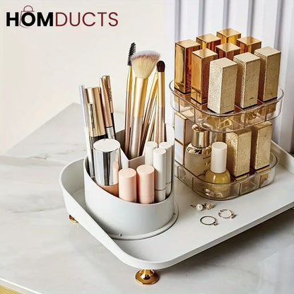 Rotating Cosmetic Brush And Lipstick Organizer