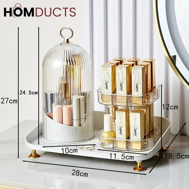 Rotating Cosmetic Brush And Lipstick Organizer