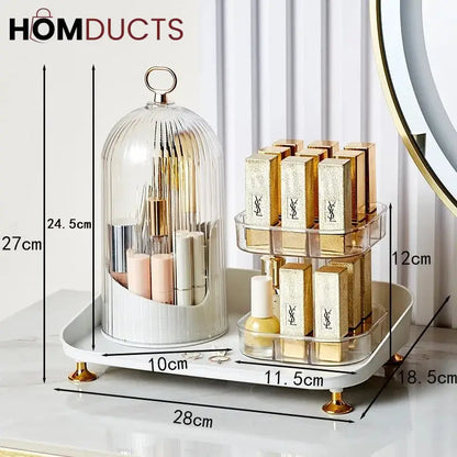 Rotating Cosmetic Brush And Lipstick Organizer