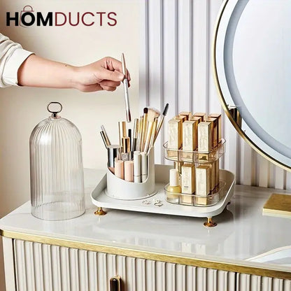 Rotating Cosmetic Brush And Lipstick Organizer