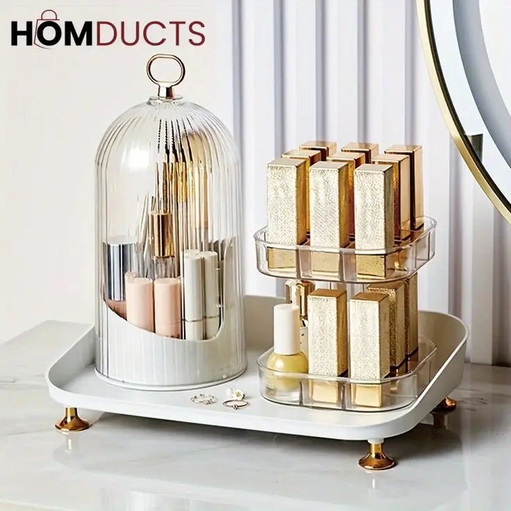 Rotating Cosmetic Brush And Lipstick Organizer
