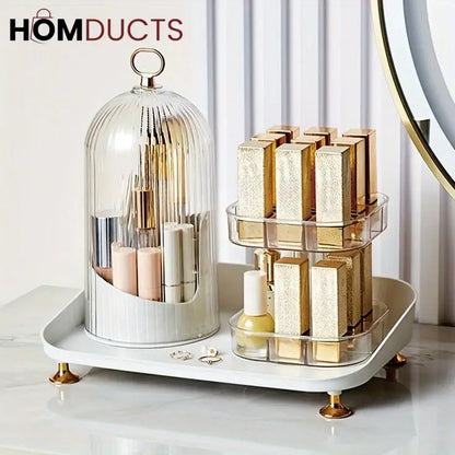 Rotating Cosmetic Brush And Lipstick Organizer