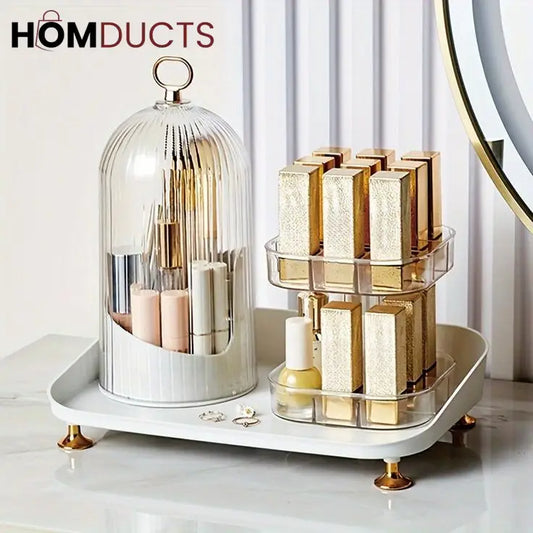 Rotating Cosmetic Brush And Lipstick Organizer