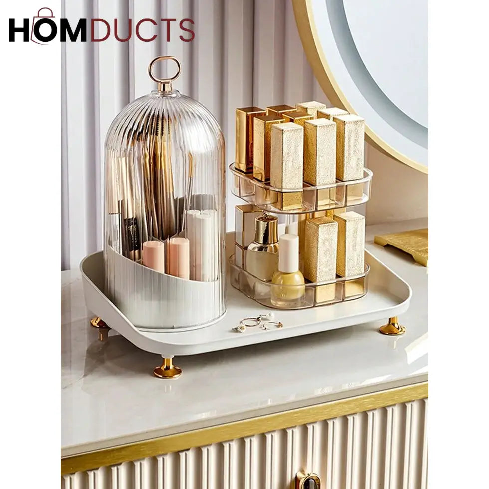 Rotating Cosmetic Brush And Lipstick Organizer