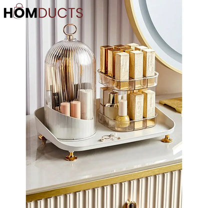Rotating Cosmetic Brush And Lipstick Organizer