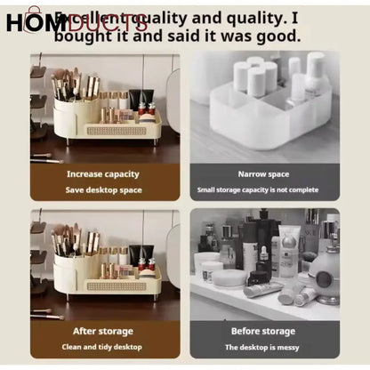 Rotating Cosmetic Organizer with Pen Holder | Makeup Storage Display Case