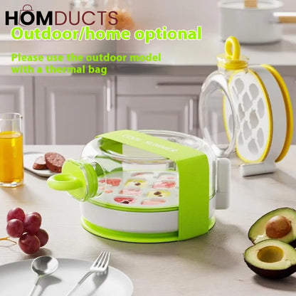 Round Beverage Dispenser & Ice Cube Maker Set – Cool Summer Portable Juice Jug with Handle, Straw & Manual Ice Press Lid